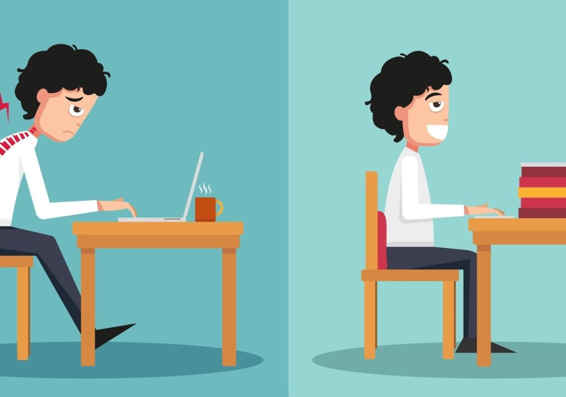 illustration of the sample of the guy sitting in wrong and right ways